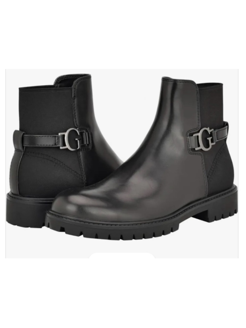 Guess Dumal Black Chunky Lug Sole Ankle Boots